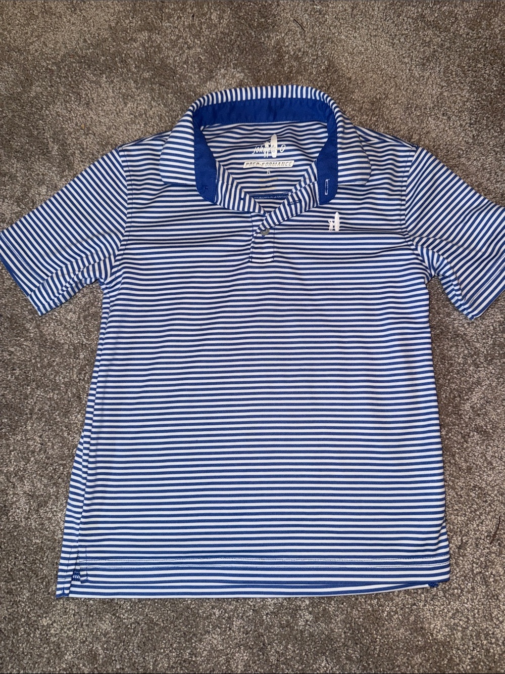 johnnie-O Blue & White Striped Polo Shirt